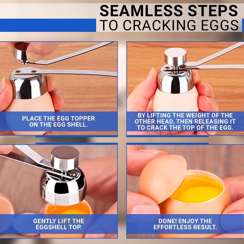 Egg Cracker Tool for Raw Eggs - Stainless Steel Egg