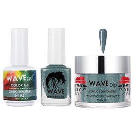 WAVEGEL Soak-Off Gel, Nail Lacquer & Acrylic/Dip Powder Matching Set - Simplicity Collection - #P193 Dark Shimmer