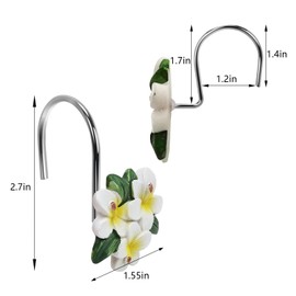 12PCS Spring Shower Curtain Hooks - Stainless Steel & Resin, rustproof and Waterproof, Fits Most Standard Rods, Decorative Hangers for Bathroom, Bedroom, Baby-Room, Living Room