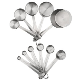 SPUVGVC Measuring Cups and Spoons Set, 18/10 Stainless Steel Measuring Cups and Spoons Set, 5 Metal Measuring cups & 6 Baking Measuring Spoons, Imperial & Metric Measuring Cups and Spoons Set 11
