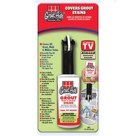 Grout-Aide 2 oz. Bottle with 2-in-1 Applicator, Fiber Nib for Hard to Reach Areas & Wheel Applicator for Straight Lines (Almond)