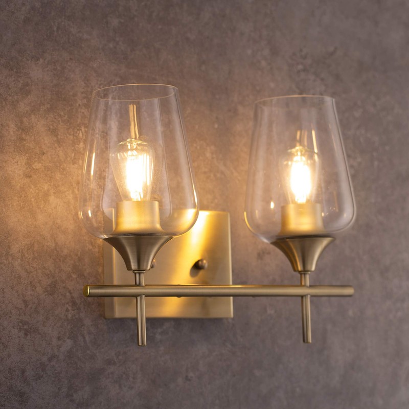 VONLUCE 2-Light Gold Vanity Light Fixtures Over Mirror, Wall Mount