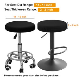 Cosmos 2 Pcs Round Stool Seat Cover Stretch Bar Stool Cover Stool Seat Slipcover Round Stool Cushion Cover Protector Non-Slip Barstool Cover Washable Replacement Chair Cover for 11 – 15 Inch Stool