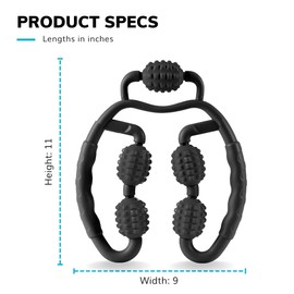 BraceAbility Handheld Massage Roller - Fit Roller Pro Tool with Trigger-Point Foam Wheels for Sore Muscle Pain, Fascia Cellulite, Deep Tissue Full Body Massager Legs, Shoulders, Neck, HIPS Therapy