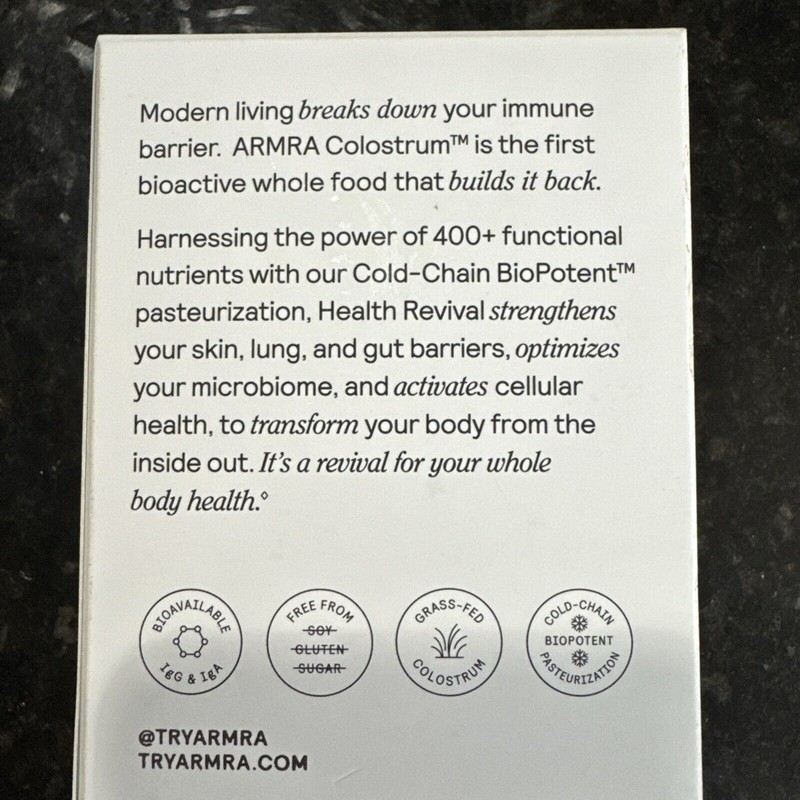ARMRA Colostrum Superfood Grass-Fed Immune Fitness Brain Benefits Unflavored New