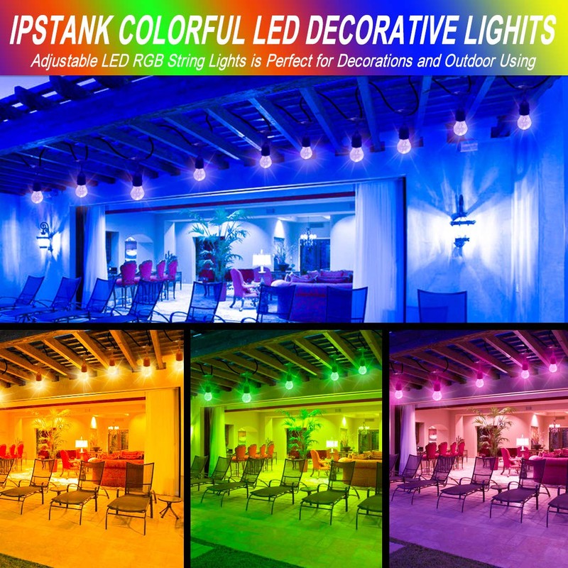 Outdoor String Lights, 96FT Multicolor LED Dimmable RGB with Remote
