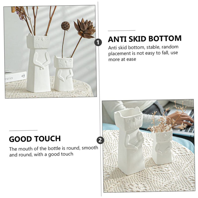 Ipetboom 1PC Adorable Ceramic Cat Vase Decor European Style Household