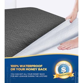 Premium 100% Waterproof King Mattress Protector, Breathable Cooling 3D Air Fabric Mattress Cover, Soft Hypoallergenic Noiseless Bed Cover Machine Washable Vinyl Free, 8-21'' Deep Pocket (Black)