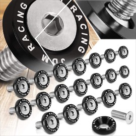 (20 Pcs ) Black Aluminum Fender Washers Bolts Screw Dress Up Kit | 20MM Wide | Fits M6 x 1.0 Thread Fender Holes