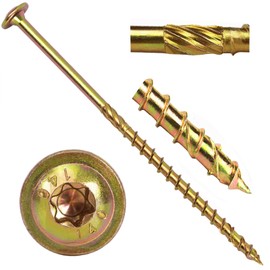 1/4" x 5-1/2"Wood Screws Construction Lag Screws Torx/Star T30 Drive Yellow Zinc Heavy Duty Structural Lag Screws - Modified Truss Washer Head by B1jounie YA