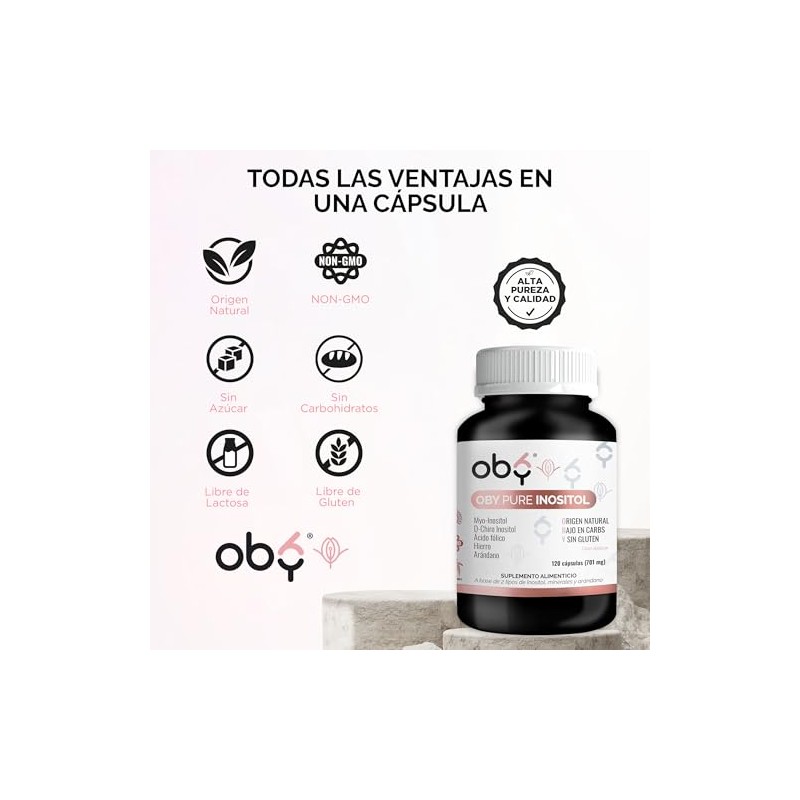 Oby Inositol Myo Chiro Acido Folico Hierro Extracto Arándano Suplemento