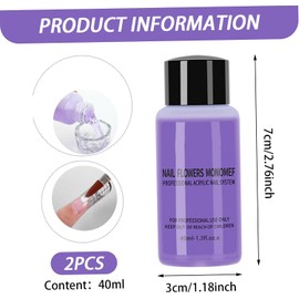Líquido acrílico para uñas monómero, 2 botellas, 40ml, monómero acrílico suave y seguro profesional para salón de uñas, Liq para el hogar