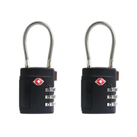 UP Security TSA Locks for Luggage, Small Padlock Combination, Luggage Locks TSA Approved, Combo Padlocks with Cable for Suitcase, Gym Locker, Backpack, Gun Case, Bag Zipper, Tool Box (Black+Black)