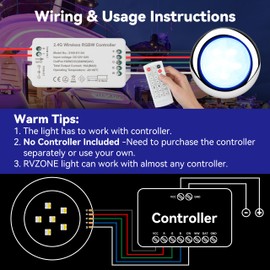 RVZONE 3inch RGBW Boat Courtesy Lights IP68 Waterproof Marine LED Lights Stainless Steel Boat Transom Boat Interior T Top Cabin Deck Lighting for Pontoon Night Fishing (4Pack)