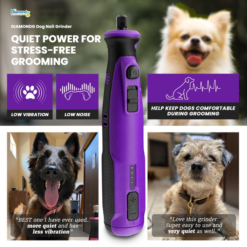 Diamondg Cordless Dog Nail Grinder with Quiet Sound & LED
