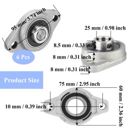 KFL005 Pillow Block Bearing, Flange Bearing, 25 mm Shaft, Rhombic Self-Aligning Flange Bearing, Horizontal Zinc Alloy Ball Bearing, Bearing Block Diameter for Axle Shaft Machine, 3D Printer, 0.98