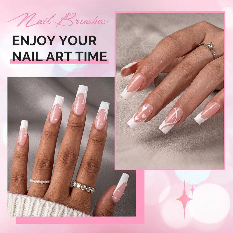 MelodySusie 4Pcs French Manicure with Rosewood Handles Nail Brush Set