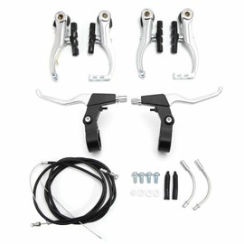 Bohaner Bicycle Brake Set Silver Complete V-Brake Bicycle Brake Set Front Rear for Most Bikes Road Bikes MTB BMX