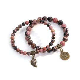 JSDDE Chakra Bracelet Made of Real Stones, Healing Stones Gemstones Bracelet, Wrap Bracelet, Multilayer Bracelets Set, Women's Bracelet with Tree of Life Pendant, Bracelet for Women, Sisters,