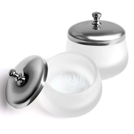 Tazón de cristal mate para uñas (2 unidades) con tapa de cristal mate, con tapa de metal de acero inoxidable, para decoración de uñas, cristal