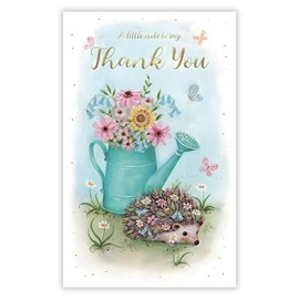 ICG Thank You Card - A Little Note to Say Thank You - Hedgehog and Flowers Artistic Design - Special Finishes - Made in the UK - Eco-Friendly