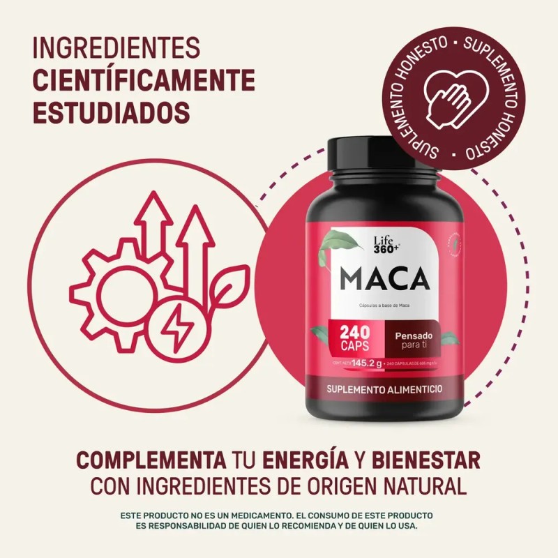 Maca Mix - Maca Negra, Amarilla y Roja 240 Cápsulas