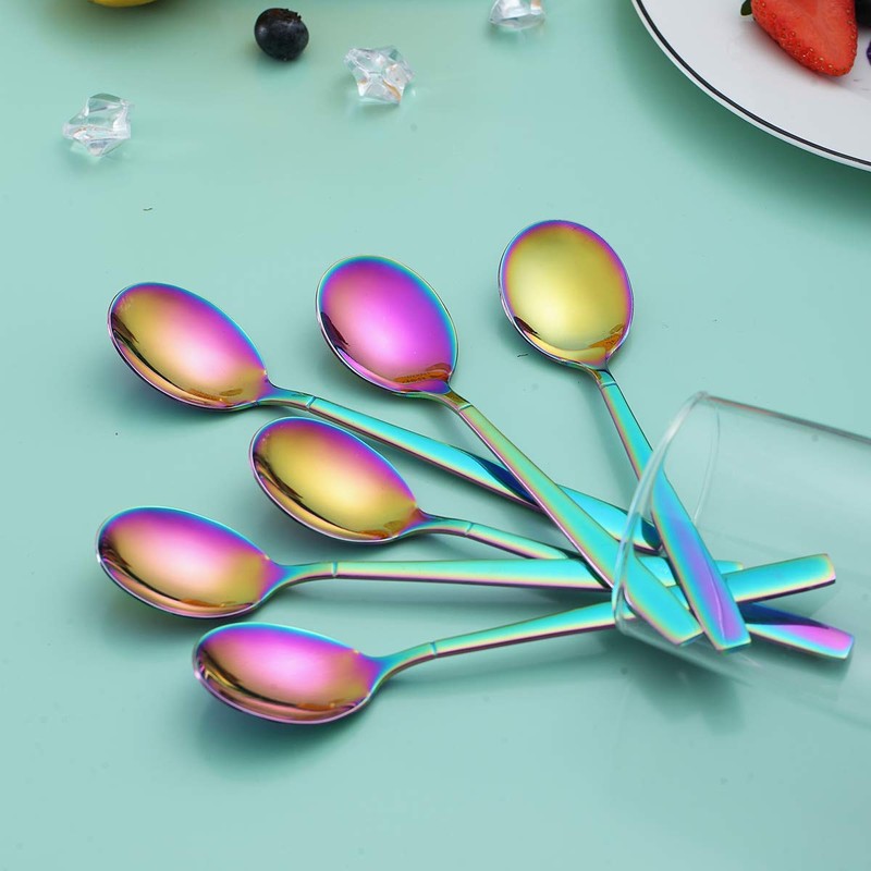 Berglander Rainbow Teaspoon, Stainless Steel Tea Spoon Dessert Spoon with