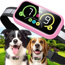 Bark Collar, Dog Bark Collar for Large Medium Small Dogs, Smart Barking Collar, Effective Anti Bark Collars for Dogs, Automatic Bark Collar Adjustable Beep Vibration Shock Modes & 7 Sensitivity Pink