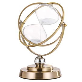 Sand Hourglass Timer 30 Minute, Antique Rotating Sand Clock 30 Minutes, Brass Sand Watch 30 Min, Metal Sandglass Timer 30 Minutes with White Sand for Vintage Hour Glass Decor