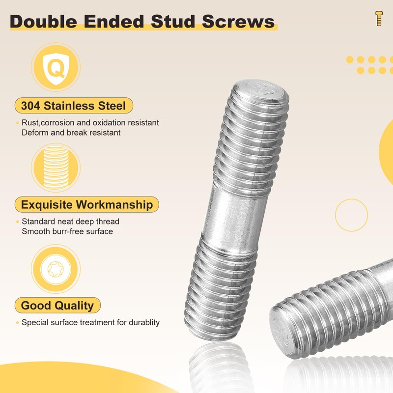 METALLIXITY Double End Threaded Stud Screw(M14 x 60mm) 2Pcs, Equal