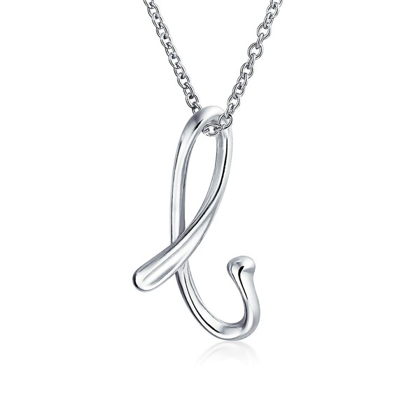 Letter B Cursive Alphabet Script Initial Pendant Necklace For Women