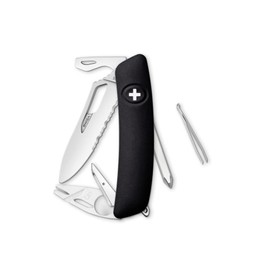 Navaja suiza Original Single Hand SH04 TR-TT Wavy Edge, 12 funciones, negro, Swiza