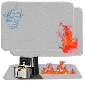 2PCS Heat Resistant Mats for Countertop,16x20 in Fireproof Air Fryer Mat,Grill Mats for outdoor Grill to Protect Your Prep Table and Outdoor Grill Table, Kitchen Countertop Protector Hot Pad,Gray