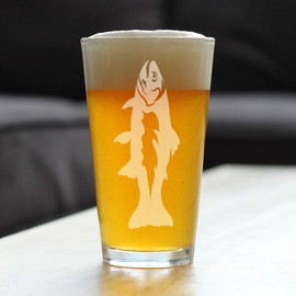 Trout - Pint Glass for Beer - Trout Fishing Gifts for Fisherman - Fun Fish Cups & Lake House Decor - 16 oz