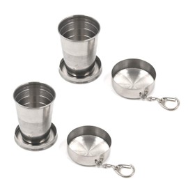 MY MIRONEY 2-Pack Telescopic Stainless Steel Portable Outdoor Collapsible Cup with Metal Keychain for Travel,Camping,Picnic