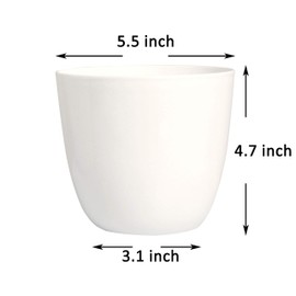 Youngever 8 Pack 5.5 Inch Plastic Planters Indoor Flower Plant Pots, Modern Decorative Gardening Pot with Drainage for All House Plants, Flowers, Herbs, Succulents and Hanging Plants (White)