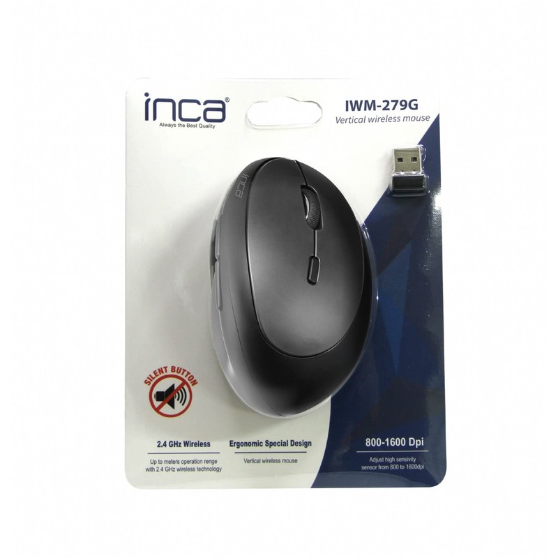 inca IWM-279G Vertical Wireless Mouse - Ergonomic Design, 1600 DPI,