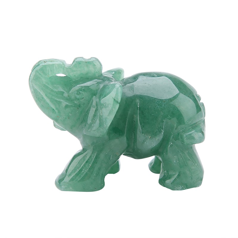 2inch Natural Jade Carved Elephant Crystal Figurine Home Decoration Furnishing