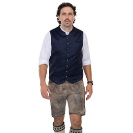 Schöneberger Trachten Couture Kilian Men's Traditional Waistcoat, Lederhosen Costume Jacket, Blue Loden Vest for Oktoberfest, blue