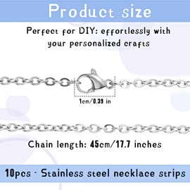 Teaaha 20 PCS Stainless Steel Necklace Chain, Chain for Jewellery Making Stainless Steel Necklace Chains Stainless Steel Chain Bulk Necklace Extender for Jewelry Making DIY Supplies (17.7'')