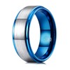 THREE KEYS JEWELRY Mens Rings Unique Silver Blue Tungsten Carbide
