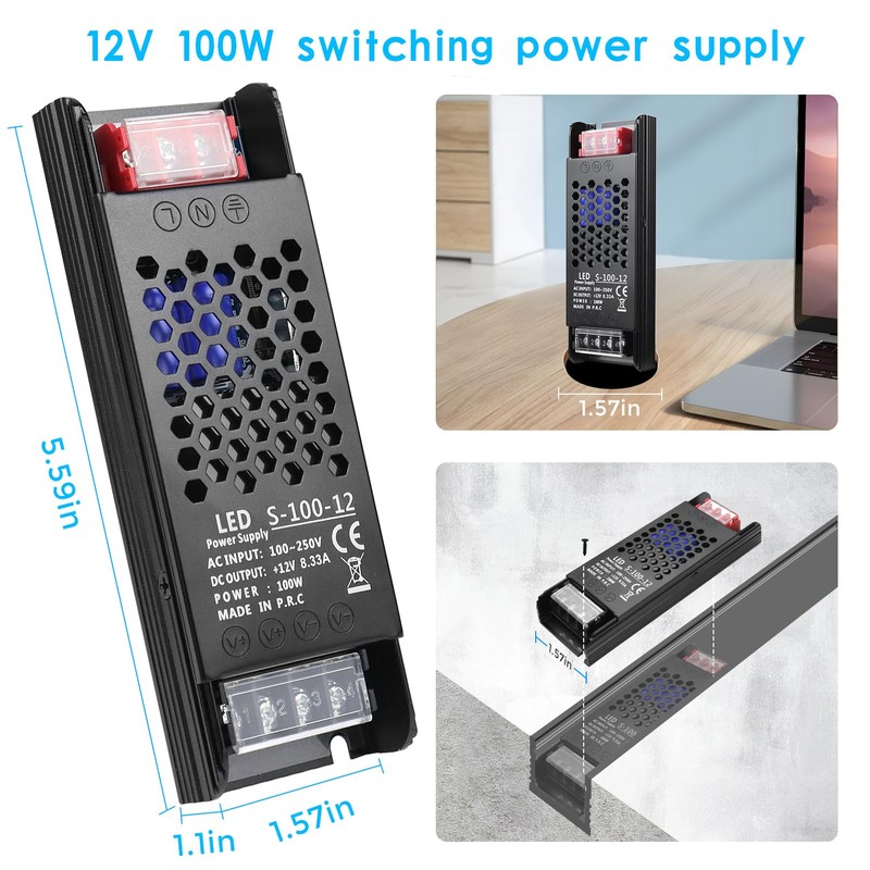 inShareplus DC 12V 8.3A 100W Switching Power Supply, AC 110~250V
