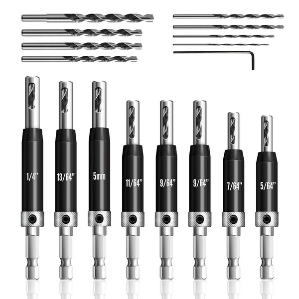 Canitu 17Pcs Black Self Centering Drill Bit Set 1/4" Hex