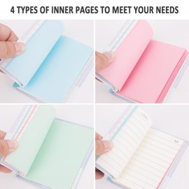 QUMENEY 6PCS Pocket Notebook Hardback Journal Notepad Mini Portable Diary Memo with PU Leather Case Blank Pages 10.5 x 8cm/ 4.1 x 3inch, 100 Sheets (6 Colors)