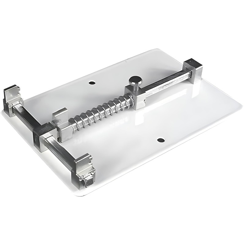 Adjustable PCB Holder - White Metal Workbench Clamp for Electronics