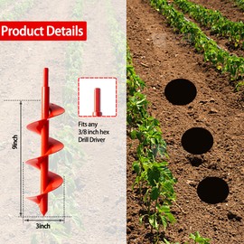 12”x 3”Auger Drill Bit 3/8”Hex Drive Garden Plant Drill Bulb Bedding Flowers Planting Auger