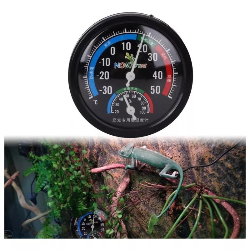 Nomoy Pet Higrómetro De Reloj Termómetro Terrarios Medidor Reptiles