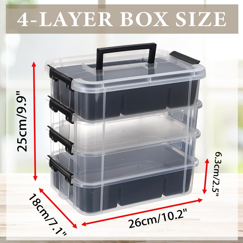 IGNPION Stackable Storage Box, 4 Layer Adjustable Plastic Storage Box