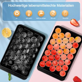 WIBIMEN Round Ice Cube Tray, 2.5 cm x 66 Pieces Ice Cube Tray for Freezer with Container, Mini Circle Ice Cube Tray, Ball Mould, Ice Cooling, Tea and Coffee (Black)