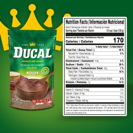 Ducal Refried Red Beans Pouch, 8 Ounce (Pack of 24) - Instant Vegetarian Refried Red Beans, Non-GMO And Gluten-Free - Excellent Source in Protein And Iron, Cholesterol Free